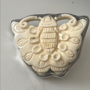 Large Asian Carved Butterfly set in .925 Signed MD